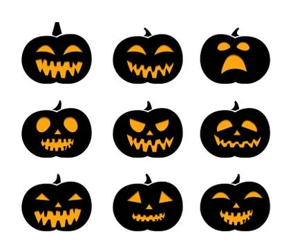 Set of black silhouette pumpkins Stock Illustration