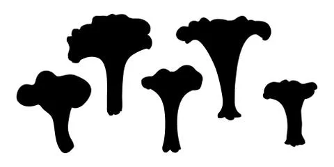 Set of black silhouettes of mushrooms on a white background. Vector illustration Stock Illustration