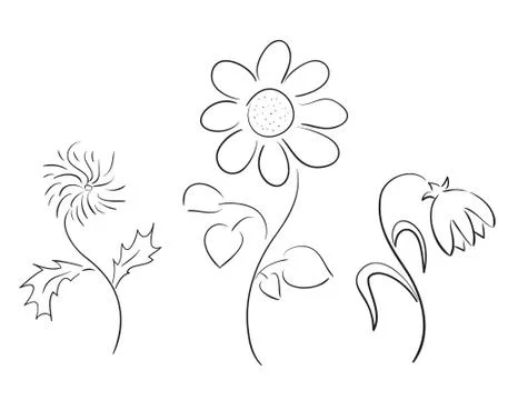 Set of black silhouettes - vector flowers Stock Illustration