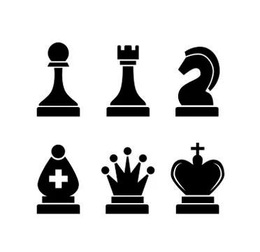 Set of black simple chess icons on white Stock Illustration