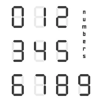Set of black simple digital numbers Stock Illustration