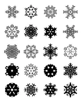 Set of black snowflakes Stock Illustration