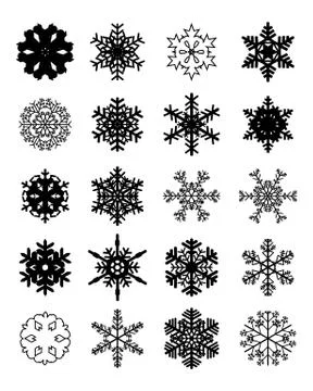 Set of black snowflakes Stock Illustration