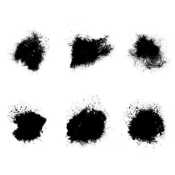 Set of black splashes with splashes isolated on white background Stock Photos