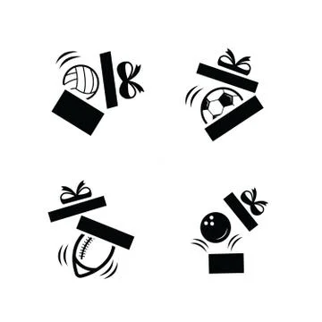 Set black sport fall in gift icons is Damage Stock Illustration