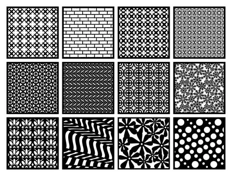 Set of black square panels.  Ilustración de archivo