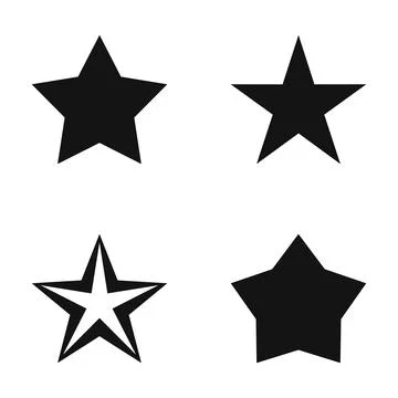 Set of black star icons different shapes 스톡 일러스트