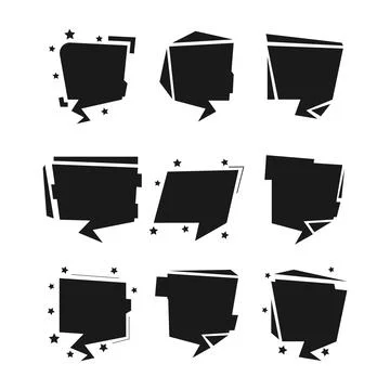 Set of black stickers, vector illustration Stock Illustration