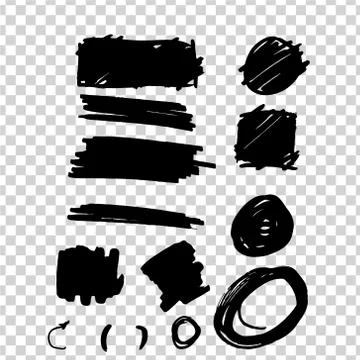 Set of black strokes with a marker, scribble, chaotic lines, circles, abstrac イラスト素材