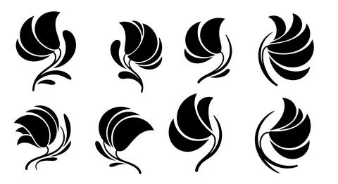 A set of black swirl design elements Stock Illustration