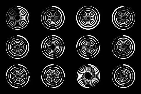 Set black thick halftone dashed speed lines. Design element for frame, logo 스톡 일러스트