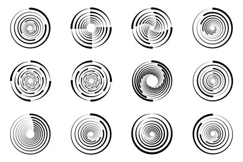 Set black thick halftone dashed speed lines. Design element for frame, logo 스톡 일러스트