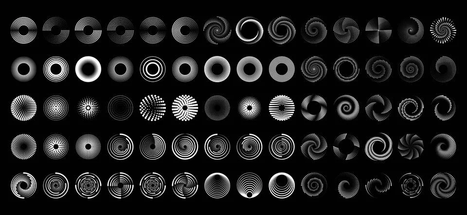 Set black thick halftone dashed speed lines. Design element for frame, logo Illustrazione stock