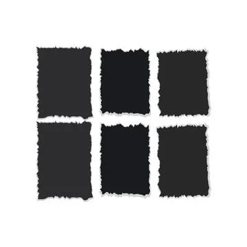 Set of black torn damaged paper texture Stock Illustration