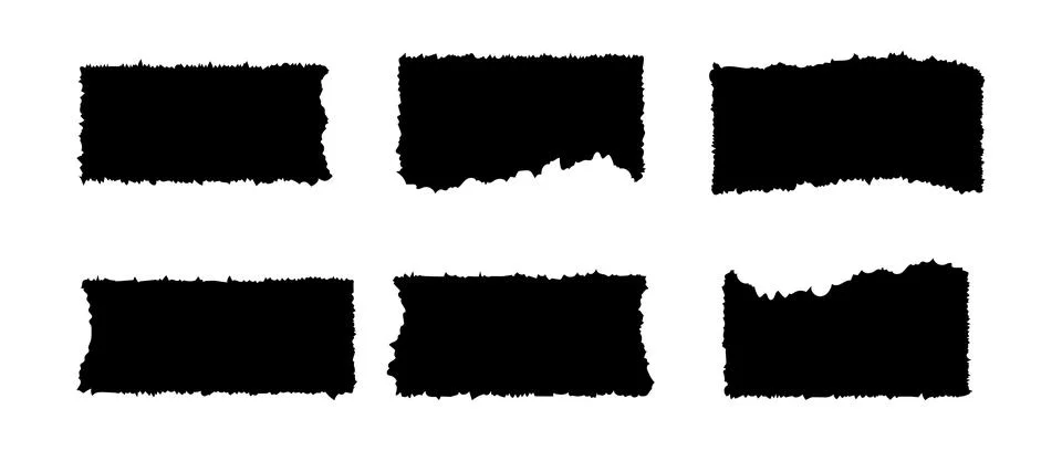 Set of black torn paper rectangles Stock Illustration