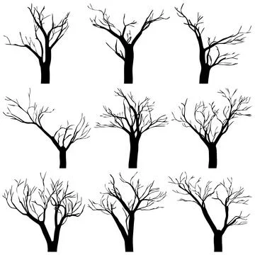Set black trees Stock Illustration