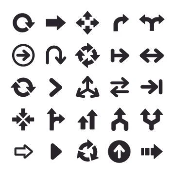 Set of black universal arrows Stock Illustration