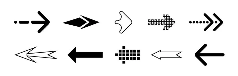 Set of black vector arrows. Arrow icon. Arrow vector icon. Arrow. Arrows vector Stock Illustration