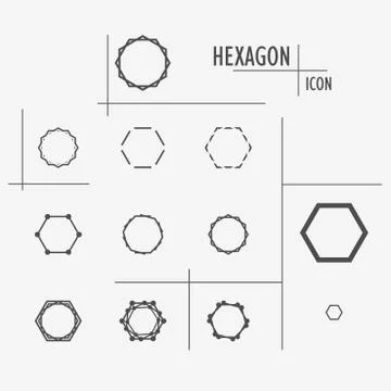 Set black vector character of hexagons eps10 Stock Illustration