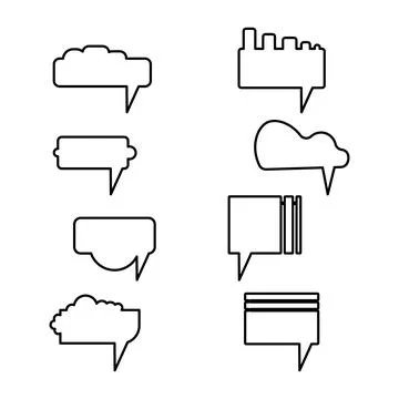 Set of black vector comic speech bubbles. Isolated colorful banner, empty paper Stock Illustration