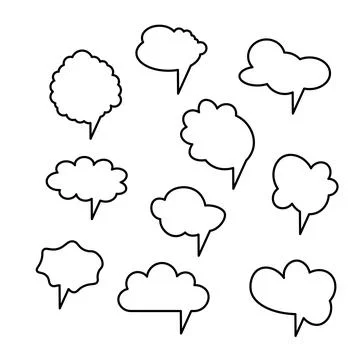 Set of black vector comic speech bubbles. Isolated colorful banner, empty paper Illustrazione stock