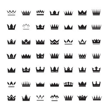 Set of black vector crowns and icons 스톡 일러스트