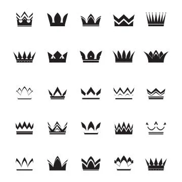 Set of black vector crowns and icons 스톡 일러스트
