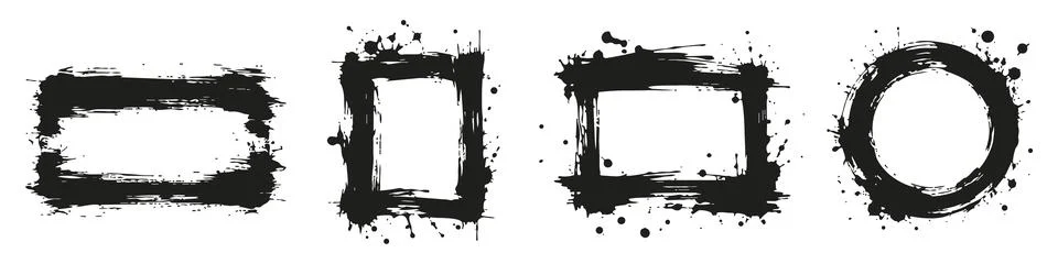 Set of black vector grunge frames, rectangular and circular borders with pa.. 스톡 일러스트