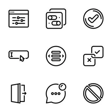 Set of black vector icons, isolated on white background, on theme Elements of Stockillustratie