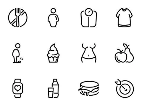 Set of black vector icons, isolated on white background, on theme The problem イラスト素材