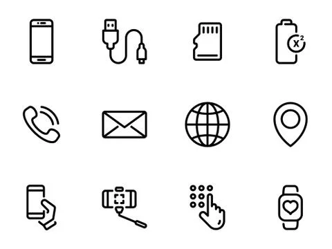 Set of black vector icons, isolated against white background. Illustration on Stockillustratie