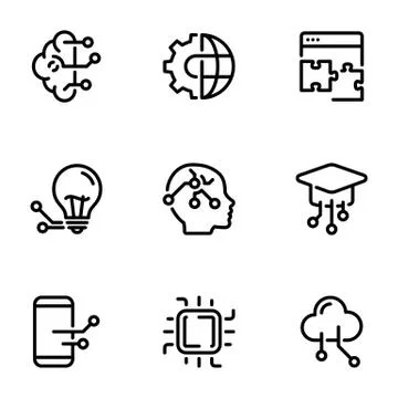Set of black vector icons, isolated against white background. Illustration on Stock Illustration