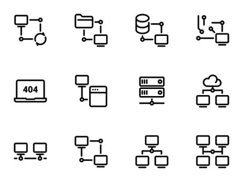 Set of black vector icons, isolated against white background. Illustration on 스톡 일러스트