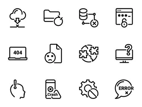Set of black vector icons, isolated against white background. Illustration on 스톡 일러스트