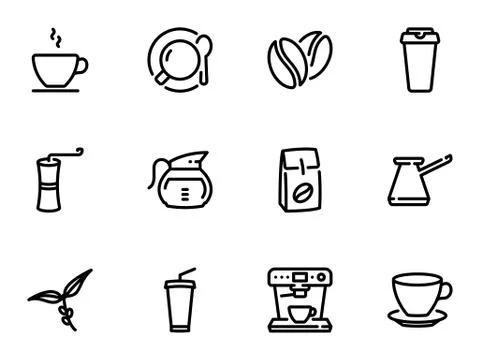 Set of black vector icons, isolated against white background. Illustration on 库存插图