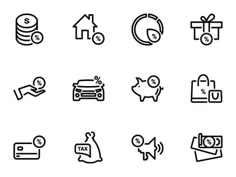 Set of black vector icons, isolated against white background. Illustration on Stock Illustration