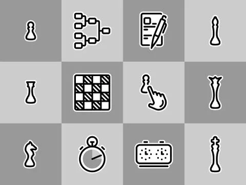 Set of black vector icons, isolated against white background. Illustration on Stock Illustration