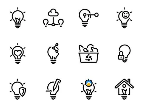 Set of black vector icons, isolated against white background. Illustration on Stock Illustration