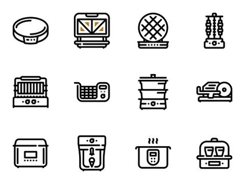 Set of black vector icons, isolated against white background. Illustration on Stock Illustration