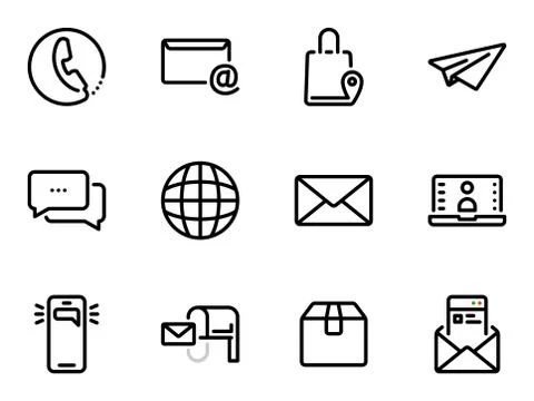 Set of black vector icons, isolated against white background. Illustration on 库存插图