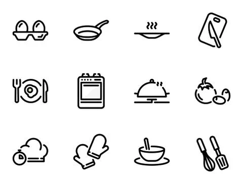 Set of black vector icons, isolated against white background. Illustration on Illustrazione stock