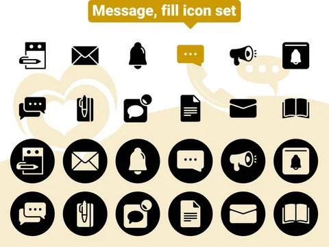 Set of black vector icons, isolated against white background. Flat illustr... Stock Photos
