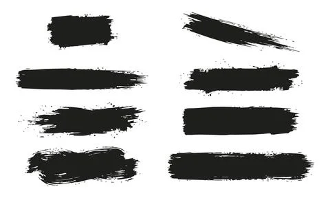 Set of black vector paint brush strokes, grunge splashes, ink smears, and d.. Stock Illustration