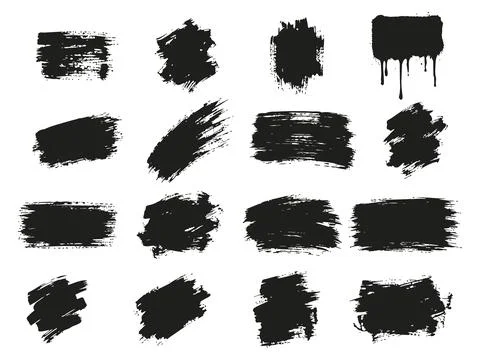 Set of black vector paint brush strokes, grunge splashes, ink smears, and d.. Stock Illustration