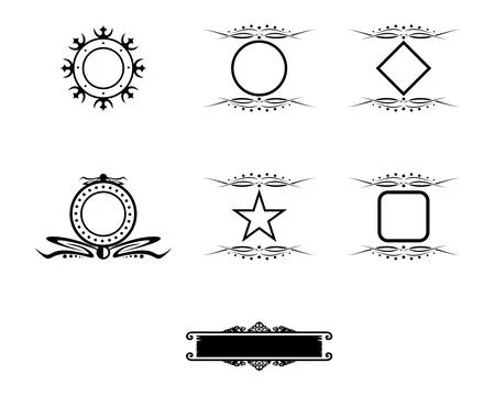 Set of black vintage frames design elements Ilustración de archivo