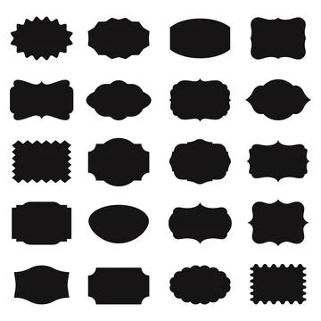Set black vintage frames, stickers. Set labels different forms. Design elements Stock Illustration