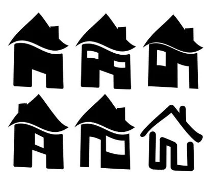 Set of black web home icon, symbol. Vector illustration isolated on white bac Stock Illustration