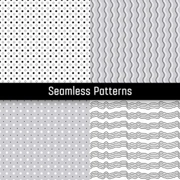 Set of black white seamless patterns Stock-Illustration