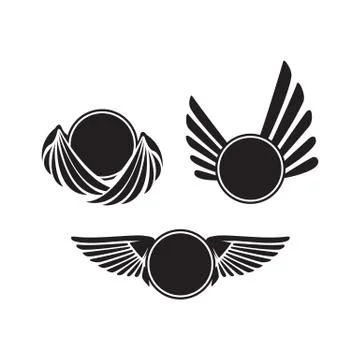 Set of black wings logo vector illustrations Stock Illustration