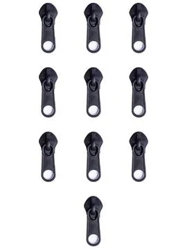 Set of black zipper pulls Fotos Stock
